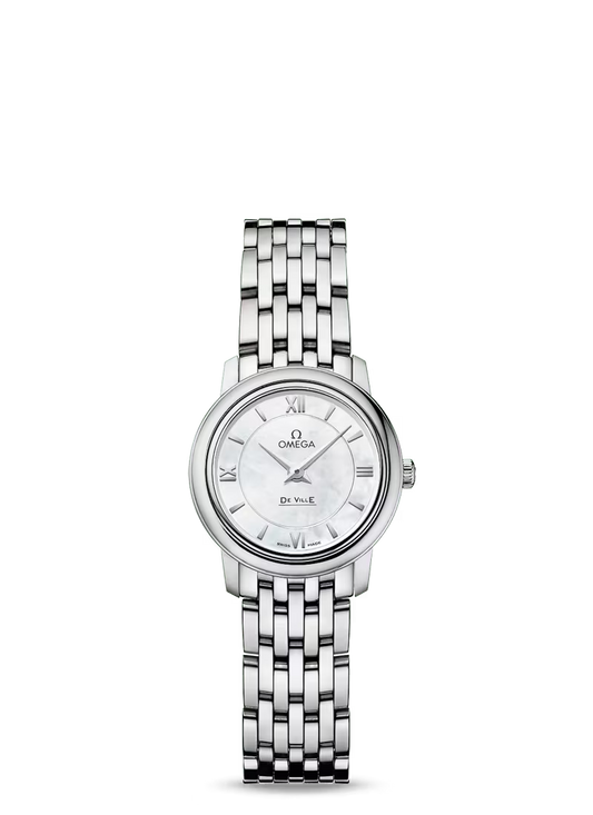 Omega De Ville Stainless Steel 24.4 MM - Stainless Steel Bracelet - White Mother-Of-Pearl Dial - 424.10.24.60.05.001 nyc watcher nyc watches