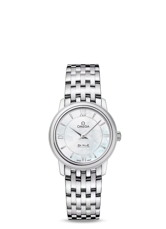 Omega De Ville Stainless Steel 27.5 MM - Stainless Steel Bracelet - White Mother-Of-Pearl Dial - 424.10.27.60.05.001 nyc watcher nyc watches