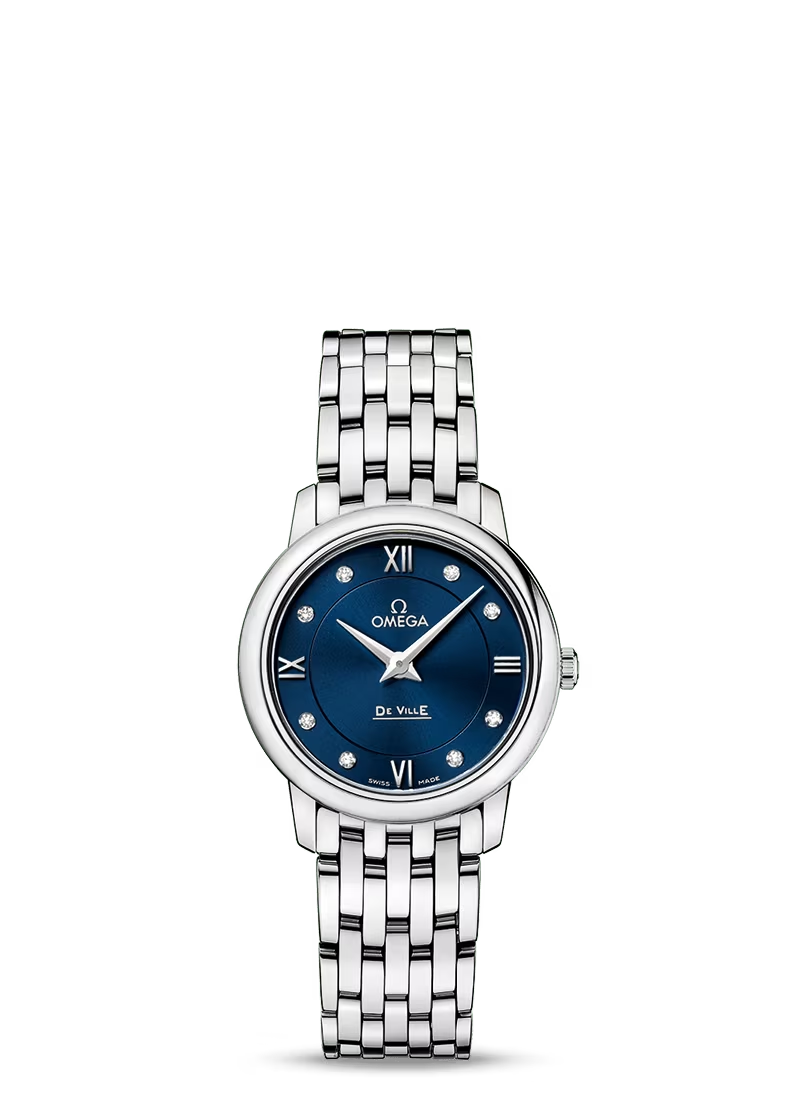 Omega De Ville Stainless Steel 27.4 MM - Stainless Steel Bracelet - Blue Diamond Dial - 424.10.27.60.53.001 nyc watcher nyc watches