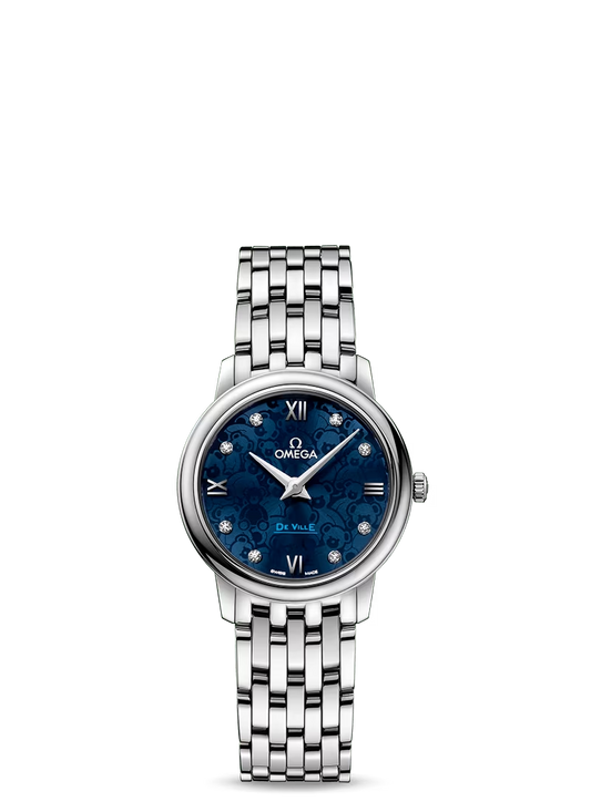 Omega De Ville Stainless Steel 27.4 MM - Stainless Steel Bracelet - Blue Diamond Dial - 424.10.27.60.53.003 nyc watcher nyc watches