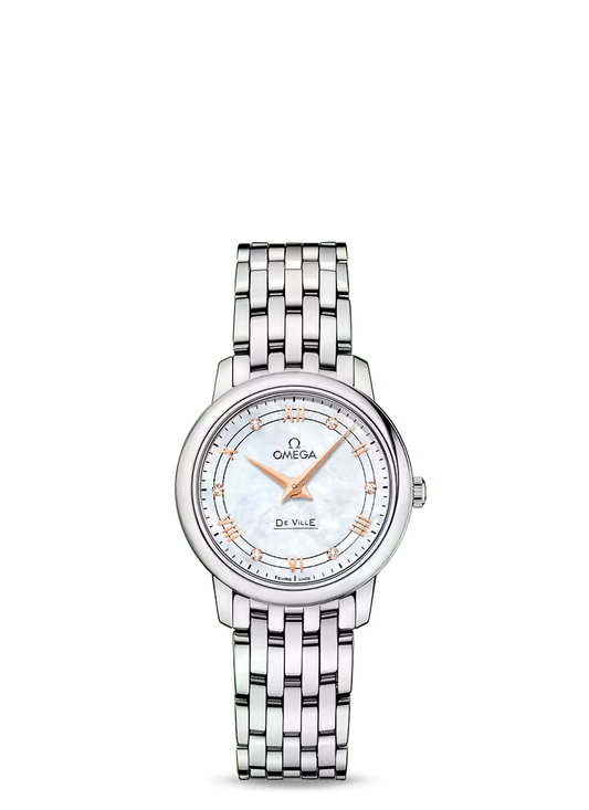 Omega De Ville Stainless Steel 27.5 MM - Stainless Steel Bracelet - White Mother -Of- Pearl Dial - 424.10.27.60.55.001 nyc watcher nyc watches