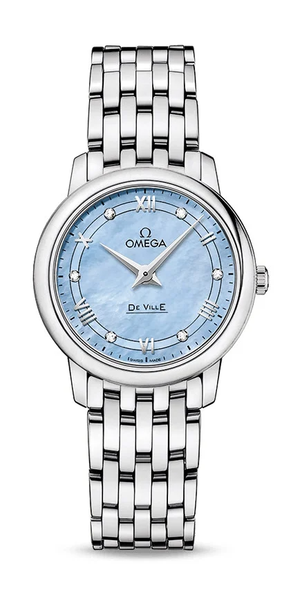 Omega De Ville Stainless Steel 27.5 MM - Stainless Steel Bracelet - Blue Mother -Of- Pearl Dial - 424.10.27.60.57.001 nyc watcher nyc watches