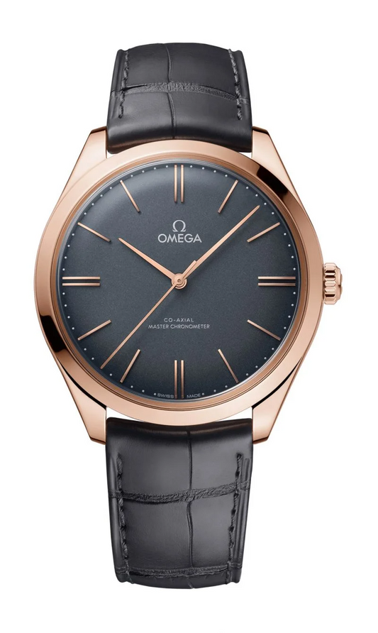 Omega De Ville Rose Gold 40 MM - Grey Leather Strap - Grey Enamel Dial - 435.53.40.21.06.001