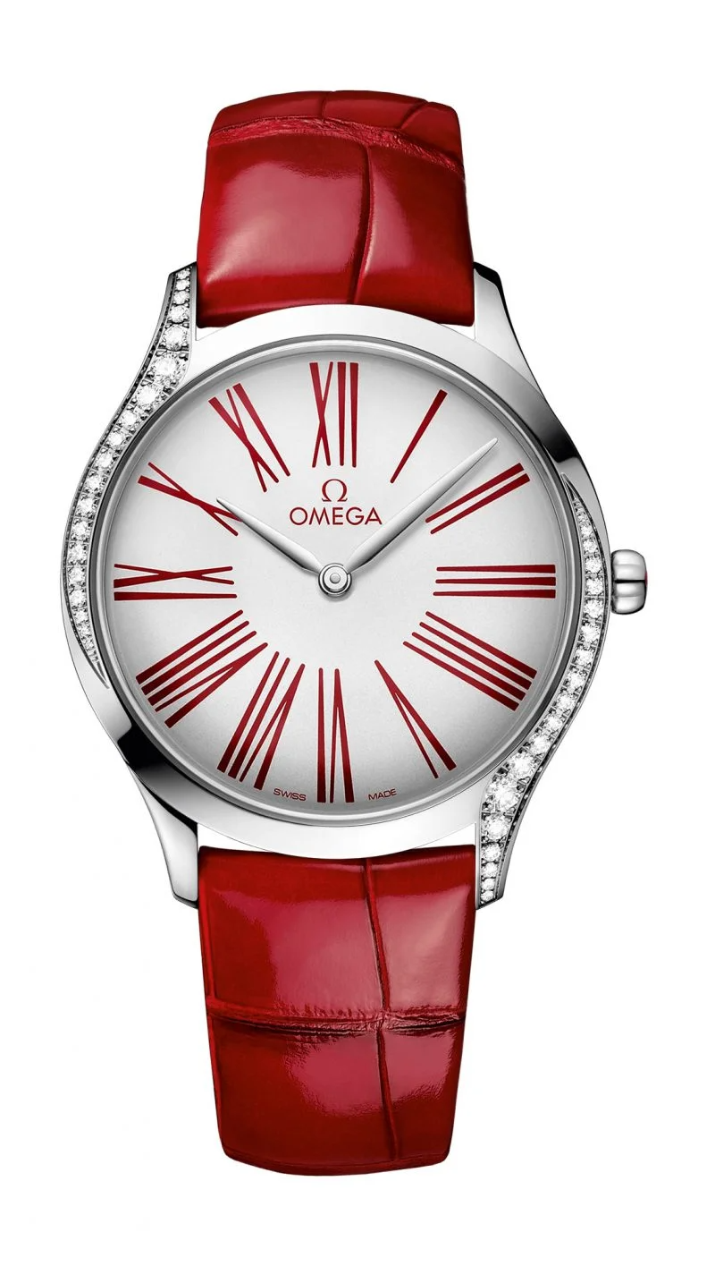 Omega De Ville Stainless Steel 36 MM - Red Leather Strap - White Dial - 428.18.36.60.04.002