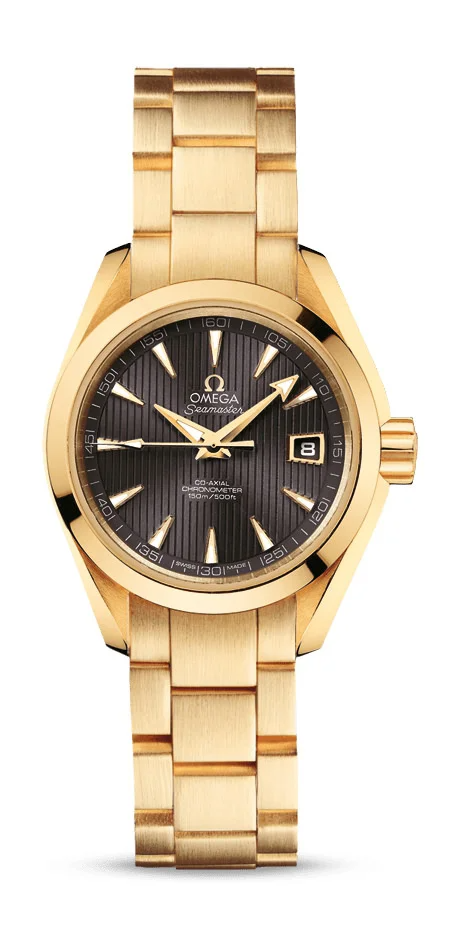 Omega Seamaster Aqua Terra Co Axial Yellow Gold 30 MM - Yellow Gold Bracelet - Grey Dial - 231.50.30.20.06.002