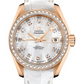 Omega Seamaster Aqua Terra Co Axial Rose Gold 30 MM - White Leather Strap - Diamond Bezel - White Mother-Of-Pearl Diamond Dial - 231.58.30.20.55.001