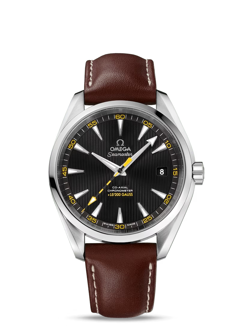 Omega Seamaster Stainless Steel 41.5 MM - Brown Leather Strap - Black Dial - 231.12.42.21.01.001