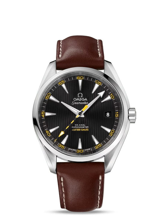 Omega Seamaster Stainless Steel 41.5 MM - Brown Leather Strap - Black Dial - 231.12.42.21.01.001