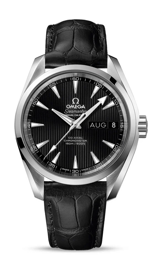 Omega Seamaster Stainless Steel 38.5 MM - Black Leather Strap - Black Dial - 231.13.39.22.01.001