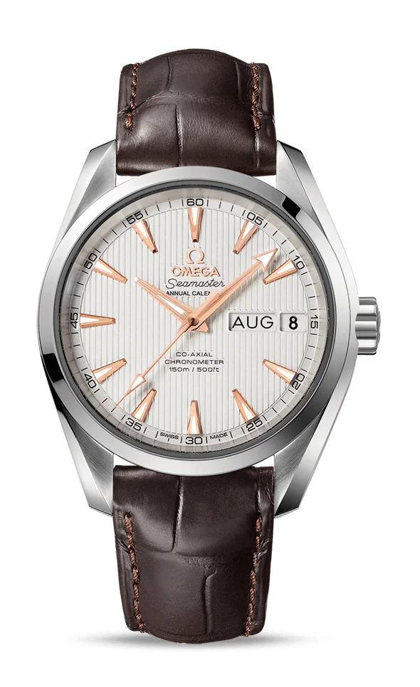 Omega Seamaster Stainless Steel 38.5 MM - Brown Leather Strap - Silvery Dial - 231.13.39.22.02.001