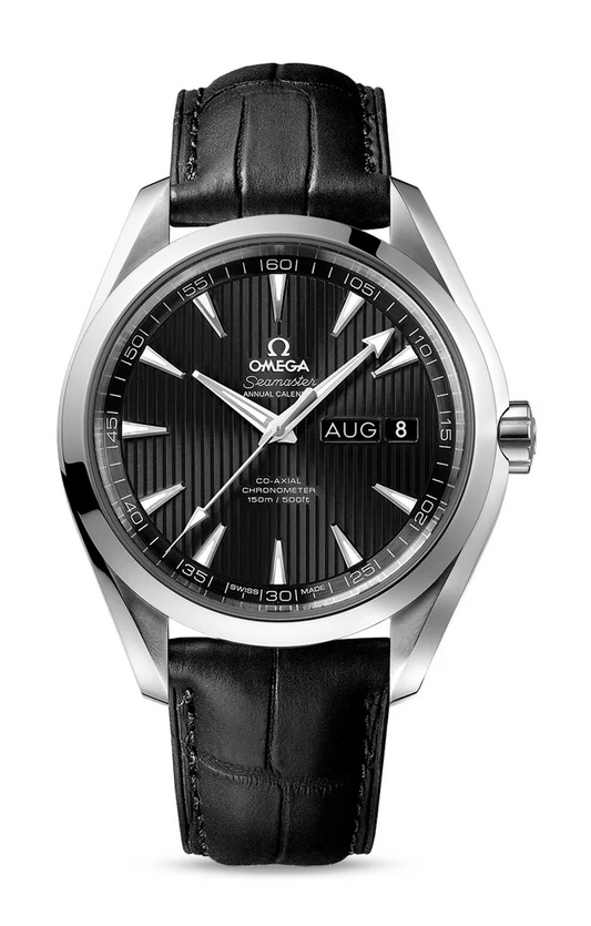 Omega Seamaster Stainless Steel 43 MM - Black Leather Strap - Black Dial - 231.13.43.22.01.002