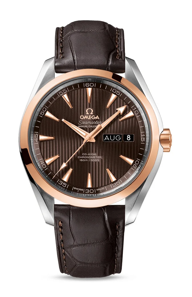 Omega Seamaster Rose Gold and Stainless Steel 43 MM - Brown Leather Strap - Grey Dial - 231.23.43.22.06.002