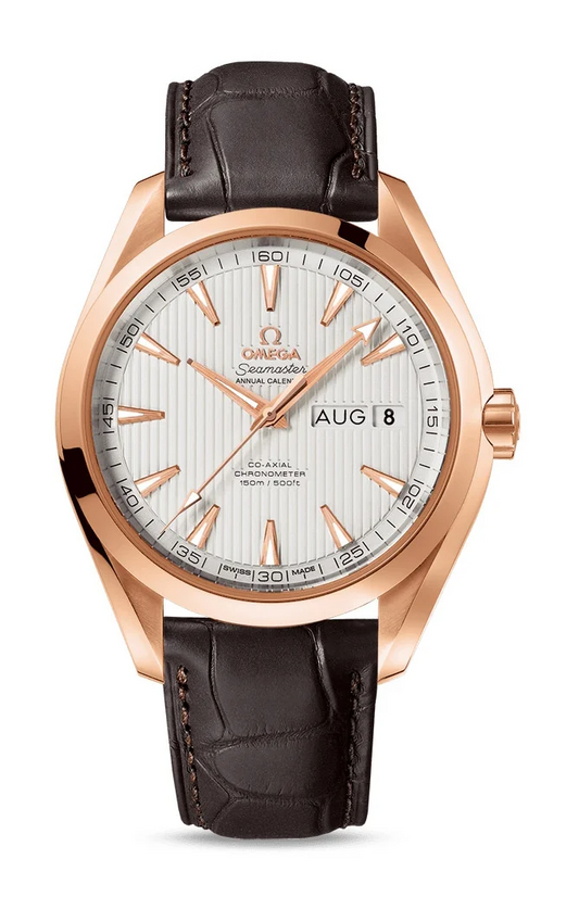 Omega Seamaster Rose Gold 43 MM - Brown Leather Strap - Silvery Dial - 231.53.43.22.02.002