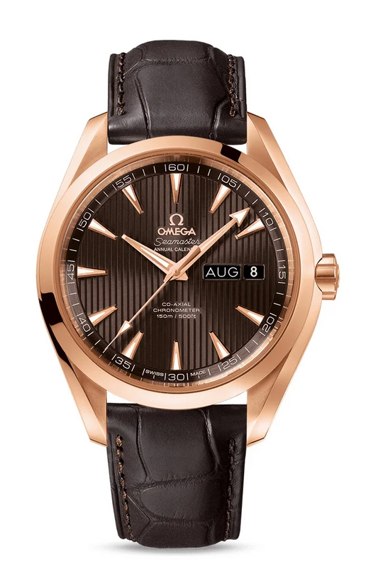 Omega Seamaster Rose Gold 43 MM - Brown Leather Strap - Grey Dial - 231.53.43.22.06.003c