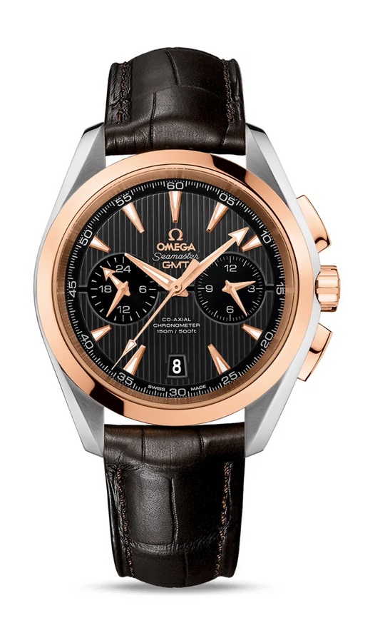 Omega Seamaster Rose Gold and Stainless Steel 43 MM - Brown Leather Strap - Grey Dial - 231.23.43.52.06.001