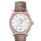 Omega Seamaster Rose Gold 38 MM - Brown Leather Strap - Diamond Bezel - White Mother-Of-Pearl Diamond Dial - 220.58.38.20.55.001