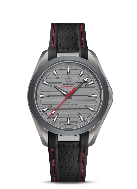 Omega Seamaster Titanium 41 MM - Black and Red Rubber Strap - Titanium Dial - 220.92.41.21.06.001