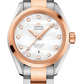 Omega Seamaster Aqua Terra Co Axial Stainless Steel and Rose Gold 34 MM - Stainless Steel and Rose Gold Bracelet - White Mother-Of-Pearl Diamond Dial - 231.20.34.20.55.001