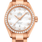 Omega Seamaster Aqua Terra Co Axial Rose Gold 34 MM - Rose Gold Bracelet - Diamond Bezel - White Mother-Of-Pearl Diamond Dial - 231.55.34.20.55.003