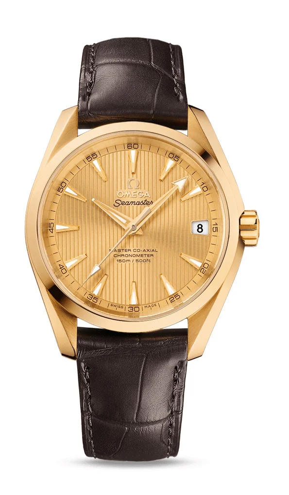 Omega Seamaster Yellow Gold 38.5 MM - Brown Leather Strap - Gold Dial - 231.53.39.21.08.001