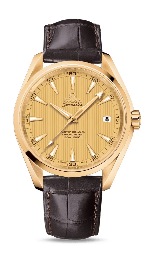 Omega Seamaster Yellow Gold 41.5 MM - Brown Leather Strap - Gold Dial - 231.53.42.21.08.001