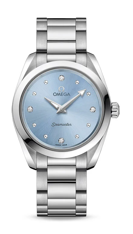 Omega Seamaster Aqua Terra Co Axial Stainless Steel 28 MM - Stainless Steel Bracelet - Ice Blue Diamond Dial - 220.10.28.60.53.001