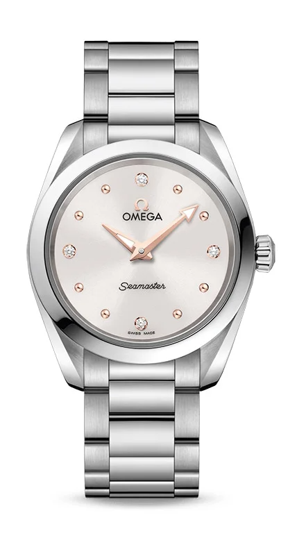 Omega Seamaster Aqua Terra Co Axial Stainless Steel 28 MM - Stainless Steel Bracelet - White Diamond Dial - 220.10.28.60.54.001