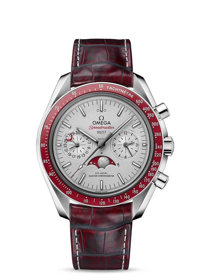 Omega Constellation Platinum 44.25 MM - Red Leather Strap - Silver Dial - 304.93.44.52.99.001