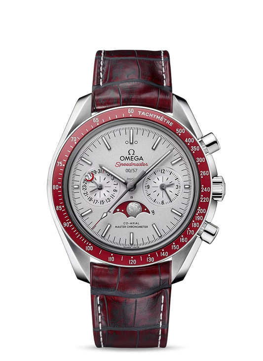 Omega Constellation Platinum 44.25 MM - Red Leather Strap - Silver Dial - 304.93.44.52.99.001