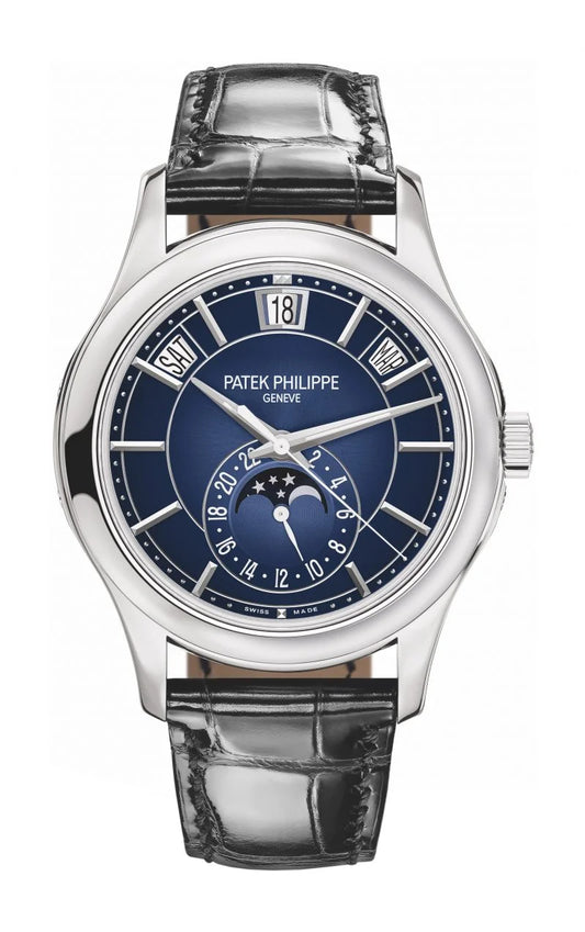 Patek Philippe Complications - Moonphase - 40 MM - White Gold - 5205G-013  nyc watcher nyc watches