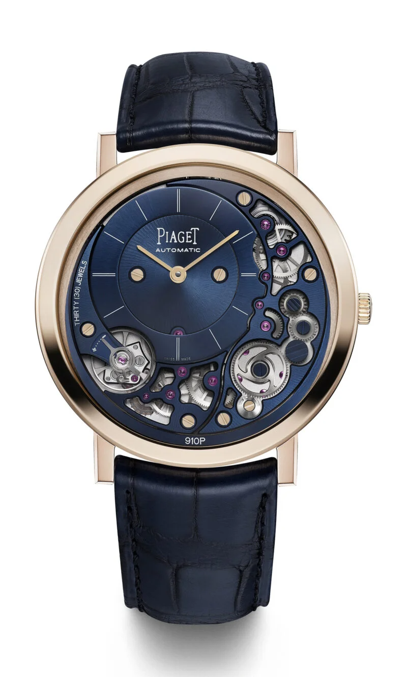 Piaget Altiplano - Rose Gold 41 MM - Blue Leather Strap - Skeleton Dial - G0A48125