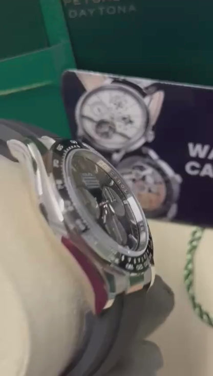 Rolex White Gold Cosmograph Daytona Watch - 40 MM - Oysterflex Strap - Black Ceramic Bezel - Black And Steel Index Dial - 126519LN-0002