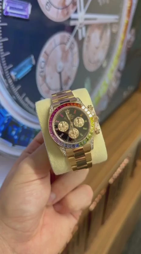 Rolex Rainbow Everose Gold Daytona Watch - Off-Catalog - 40 MM - Oyster Bracelet -Rainbow Black/MOP Dial Dial - 116595RBOW-0001