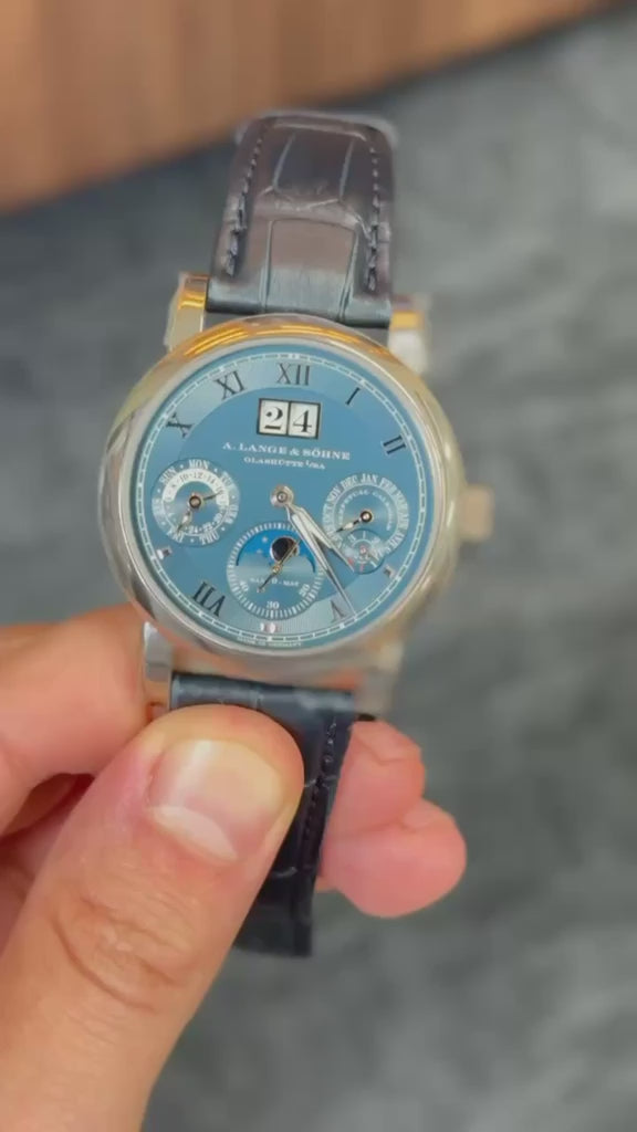 A.Lange & Söhne Langematik Perpetual Calendar and Moonphase - 38.5MM - White Gold - Blue Dial - 310.028E
