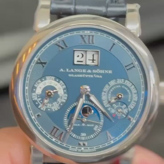 A.Lange & Söhne Langematik Perpetual Calendar and Moonphase - 38.5MM - White Gold - Blue Dial - 310.028E