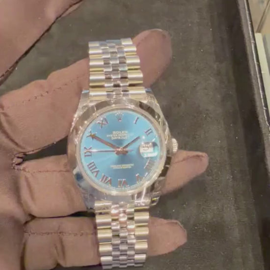 Rolex Stainless Steel Datejust 41 Date Watch - 41 MM - Jubilee Bracelet - Smooth Bezel - Blue Roman Dial - 126300-0018