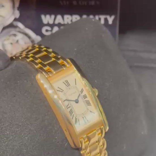 Cartier - Tank Americaine - Ladies Watch - 19.0 MM x 35.0 MM - Yellow Gold - White Dial - W26015K2