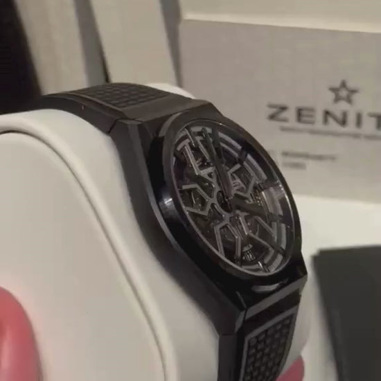 Zenith DEFY Classic - 41 MM - Black Ceramic - Skeleton Dial - Black Rubber Strap - 49.9000.670/77.R782