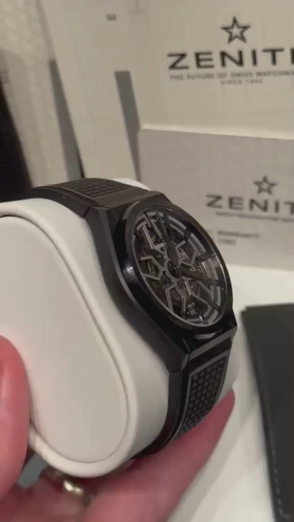 Zenith DEFY Classic - 41 MM - Black Ceramic - Skeleton Dial - Black Rubber Strap - 49.9000.670/77.R782