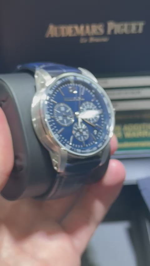 Audemars Piguet Code 11.59 Selfwinding Chronograph White Gold 41 MM - Black Rubber Strap - Blue Lacquered Dial - 26393BC.OO.A002KB.01