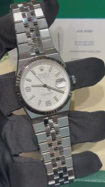 Rolex Land-Dweller - 40 MM - Stainless Steel and White Gold - Honeycomb Motif White Dial - Fluted Bezel - Jubilee Bracelet - 127334-0001