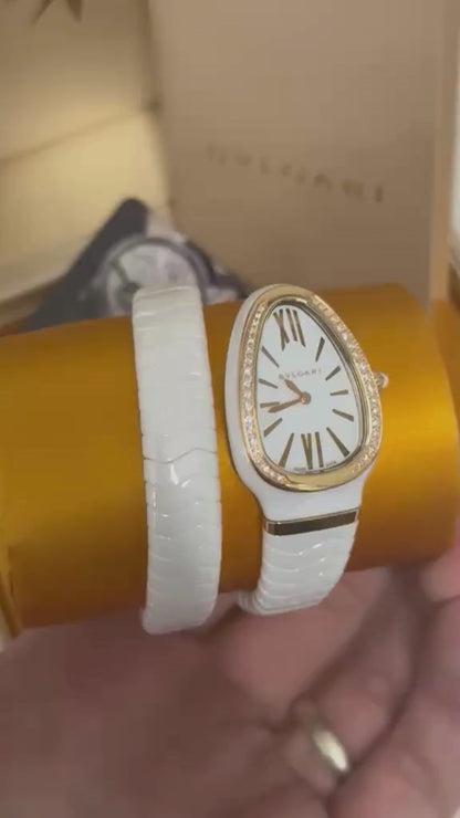 Bvlgari Serpenti Spiga - 35 MM - White Ceramic - White Dial - 102613