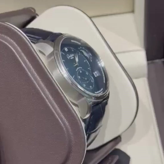 Glashütte PanoMaticLunar - 40 MM - Stainless Steel - Blue Dial - Blue Leather Strap - 1-90-02-46-32-35