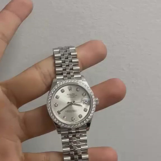 Rolex Steel and White Gold Datejust - 31 MM - Jubilee Bracelet - Diamond Bezel - Silver Diamond Dial - 278384RBR-0034