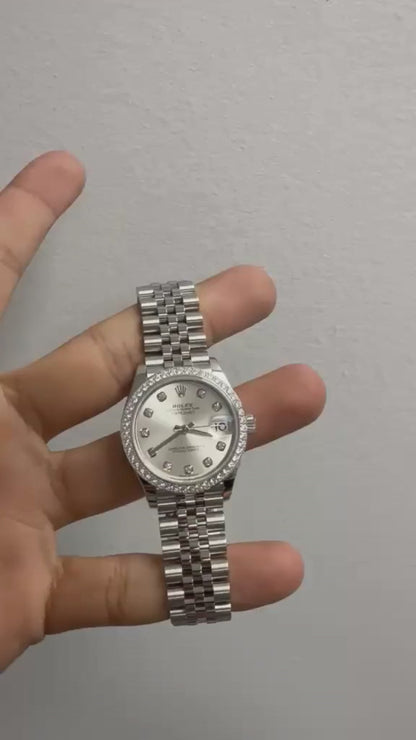 Rolex Steel and White Gold Datejust - 31 MM - Jubilee Bracelet - Diamond Bezel - Silver Diamond Dial - 278384RBR-0034