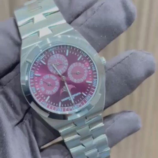 Vacheron Constantin Overseas Chronograph White Gold 41.5 MM - White Gold Bracelet - Burgundy Dial - 4300V/220G-H151