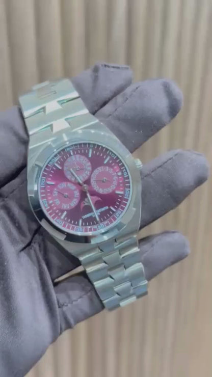 Vacheron Constantin Overseas Chronograph White Gold 41.5 MM - White Gold Bracelet - Burgundy Dial - 4300V/220G-H151