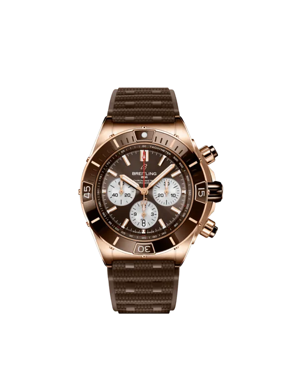 Breitling Chronomat Rose Gold 44 MM - Brown Rubber Strap - Brown Dial - RB0136E31Q1S1