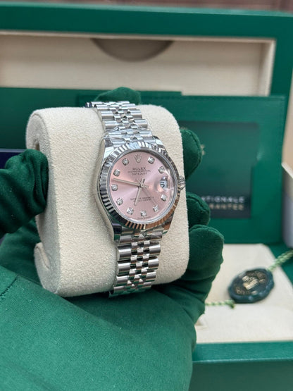 Rolex Steel and White Gold Datejust - 31 MM - Jubilee Bracelet - Fluted Bezel - Pink Diamond Dial - 278274-0032
