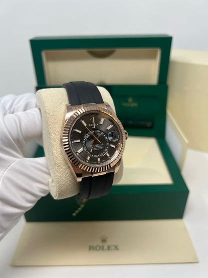 Rolex Everose Gold Sky Dweller Watch - 42 MM - Oysterflex Bracelet - Slate Dial - 326235-0006